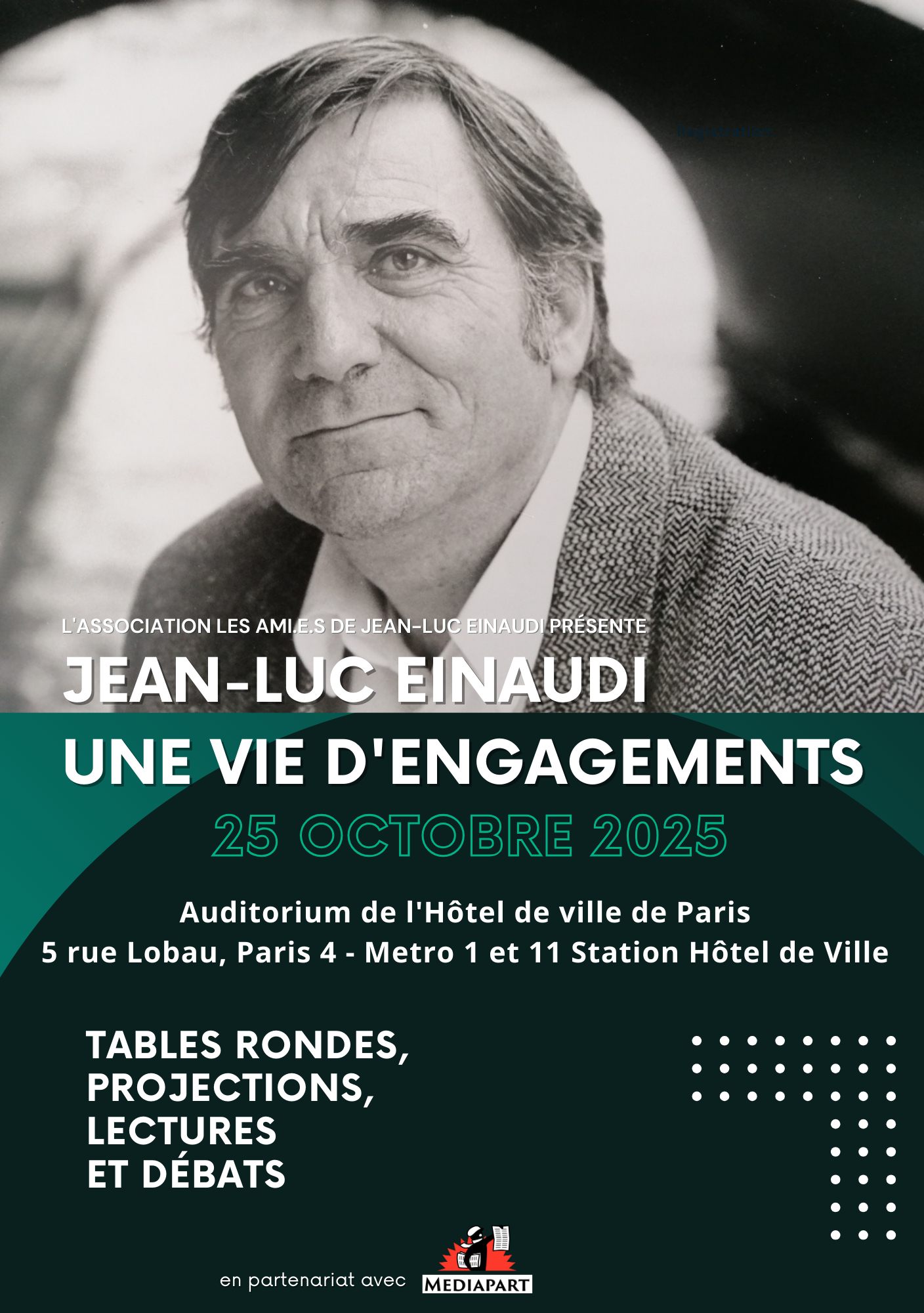 Colloque JEAN-LUC EINAUDI, UNE VIE D'ENGAGEMENTS, Paris 25 octobre 2025